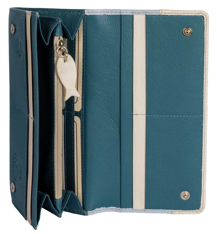 Portafoglio Mala Leather Shiloh Butterfly Matinee In Pelle Con Protezione RFID - Floreale E Farfalle, Blu