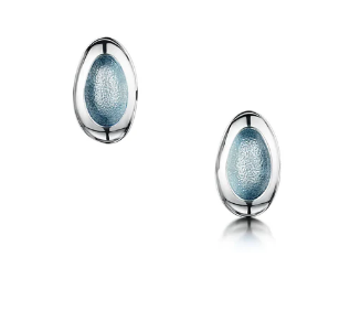 Sheila Fleet "Shoreline Pebble” Small Stud Earrings - Blue Grey