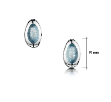 Sheila Fleet "Shoreline Pebble” Small Stud Earrings - Blue Grey
