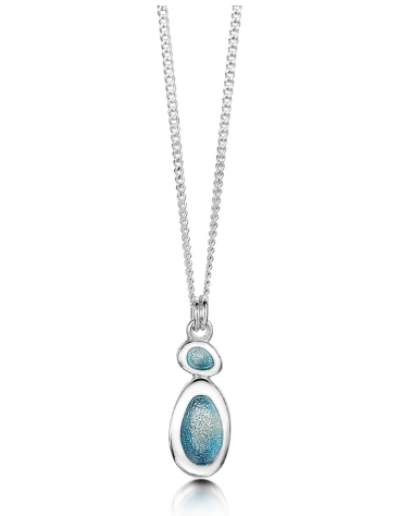 Sheila Fleet "Shoreline Pebble” 2-pebble Petite Pendant - Blue Grey