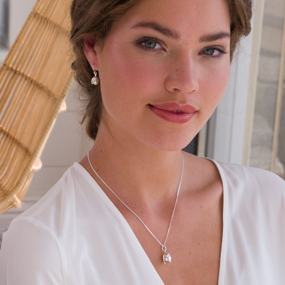 Sea Gems "Silver Origins" Snowdrop & Freshwater Pearl Earrings