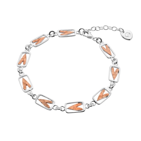 Sea Gems "Silver Origins" Rose Gold Framed Heart Bracelet