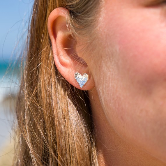 Sea Gems "Silver Origins" Heart Earrings