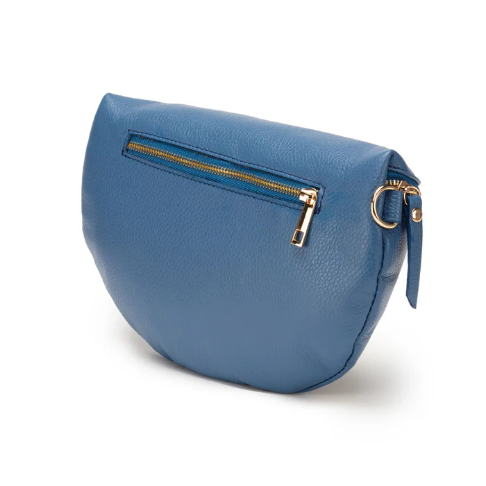 Elie Beaumont Crossbody Leather Sling Bag - Denim Blue Large