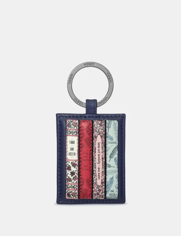 Yoshi Jane Austen Bookworm Portefeuille à rabat en cuir véritable pour femme, bleu marine, Taille unique