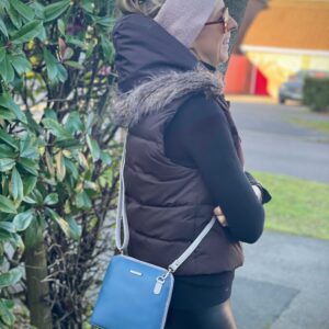 Nova Leathers Across Body Bag - Blue / Dove Grey