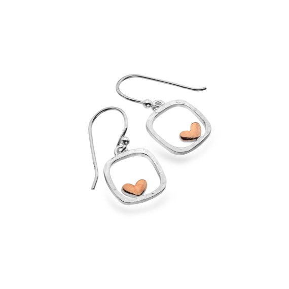 Sea Gems "Silver Origins" Framed Rose Gold Earrings