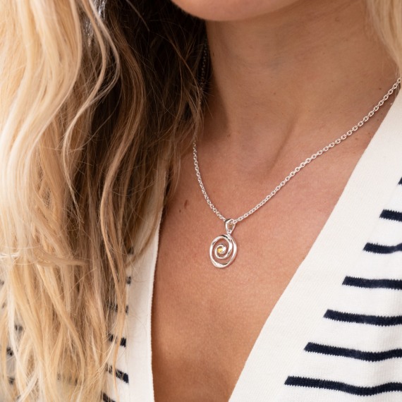 Sea Gems "Silver Origins" Circular Spiral Necklace