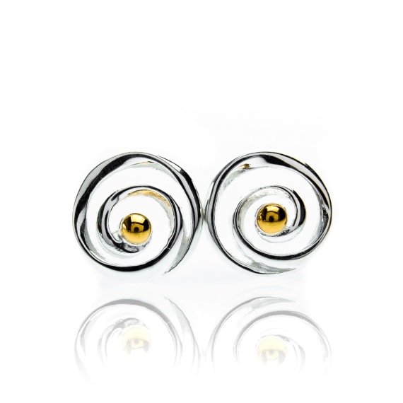 Sea Gems "Silver Origins" Spiral Stud Earrings