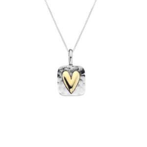 Sea Gems "Silver Origins" Brass Heart Hammered Necklace