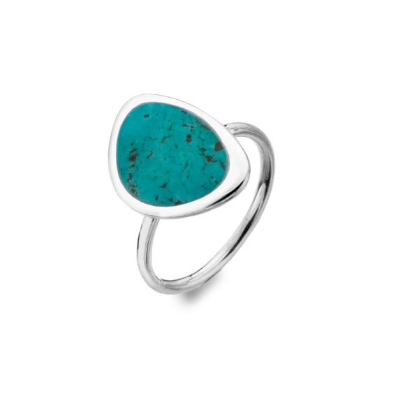 Sea Gems "Silver Origins" Turquoise Pebble Shaped Ring (Size L)