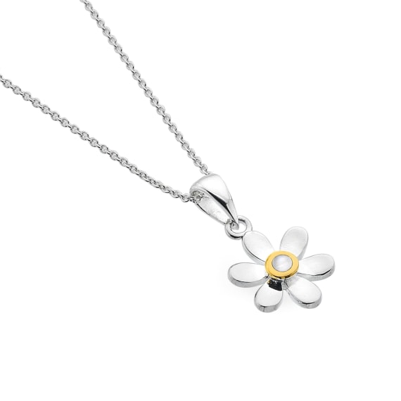 Sea Gems "Silver Origins" Daisy & Moonstone (June Birthstone) Necklace
