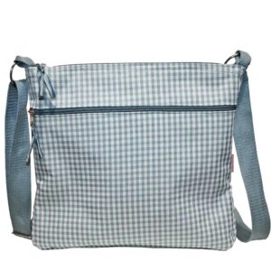 Lua Large Messenger Bag - Duck Egg Gingham Check