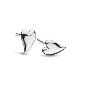 Kit Heath "Desire Kiss" Mini Heart Stud Earrings - Silver