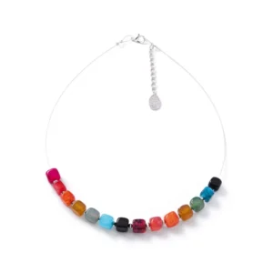 Carrie Elspeth Rainbow Agate Cubes Necklace