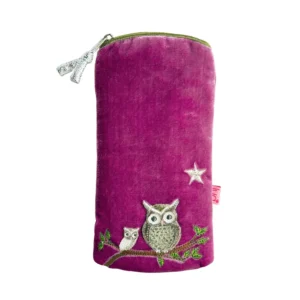 Lua "Owl" Velvet Glasses Case - Magenta