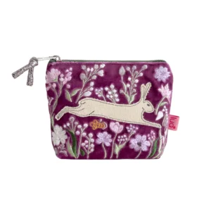 Lua "Hare and Flower" Mini Velvet Purse - Magenta