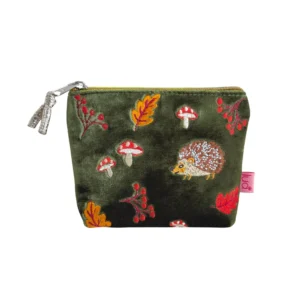 Lua "Hedgehogs" Mini Velvet Purse - Olive