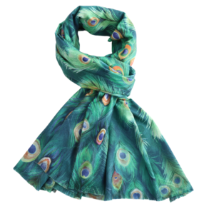 Lua Peacock Feather Scarf - Green