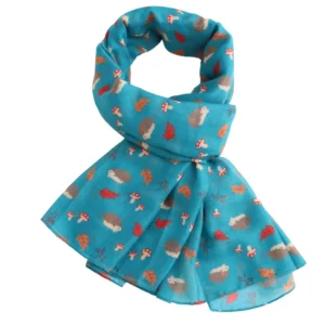 Lua Autumn Hedgehogs Scarf - Teal