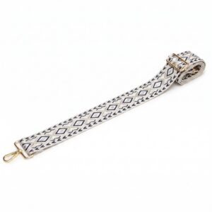 Elie Beaumont Bag Strap - Cream Navy Woven Diamond